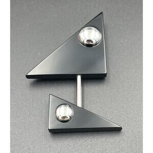 Guillemette l’Hoir Paris Black Silver Deco Geometric Galalith Brooch *See Desc*